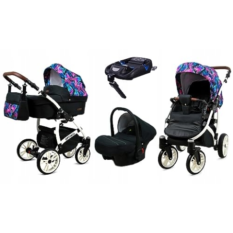 BabyLux® Kinderwagen Set 4 in 1 - Optimal - incl. Babywanne, Buggy Sportsitz, Auto-Babyschale, ISOFIX-Basisstation - Autositz - Kinderwagenset - Kombikinderwagen mit Wickeltasche usw.