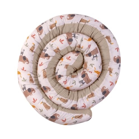 ULLENBOOM ® Baby Kuschelschlange 300x13 cm Sand-Savanne (Made in EU) - Kuschelschnecke in vielen Farben und Größen, Bezug: 100% OEKO TEX Baumwolle, Nackenrolle