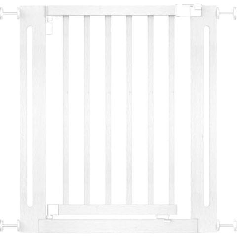 Safetots Naturholz Elegance Treppenschutzgitter, Weiß, 71cm - 79cm, Druckmontage Sicherheitsgitter, Treppenschutzgitter für Treppen, Flure und Türen, Einfache Installation