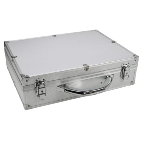 SAFE 301 Slab-Koffer für 100 Slabs mit metallverstärkten Ecken und Kanten | Praktischer Tragegriff | 400 x 315 x 110 mm I Maße pro Fach: Breite max. 64 mm/Höhe max. 85 mm/Tiefe max. 8 mm