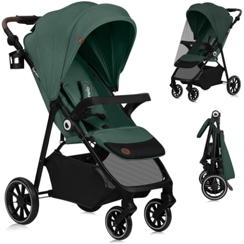 LIONELO EMMA ONE Buggy bis zu 22 kg von 6 m bis 4 Jahre Schwenkbare 360 Räder° Vollfederung Einhändig klappbar Verstellbare Rückenlehne und Fußstütze XXL-Verdeck UPF50+