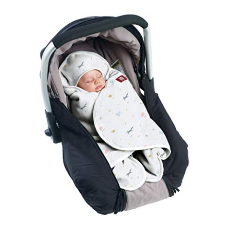 Red Castle Baby-Wickeldecke, für den Winter, kompatibel mit Autositz/Pousets/Babywanne, Doppelfleece, weich, warm, wasserabweisend, atmungsaktiv, Babynomade, Happy Fox/Weiß, 0-6 Monate