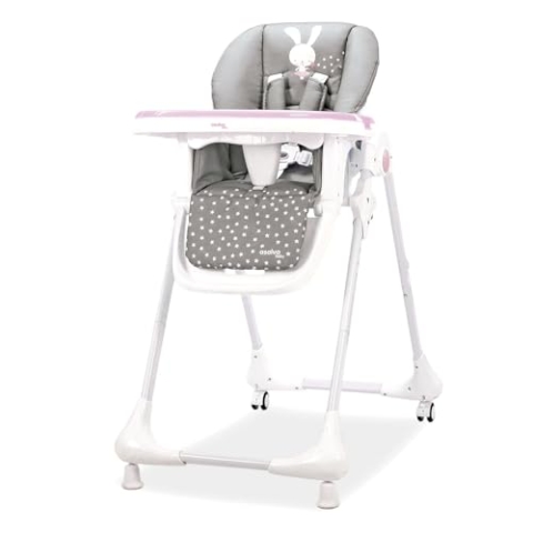 Asalvo Hochstuhl mit Rädern, verschiedene Positionen, Rosa
