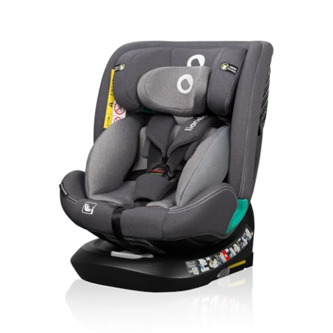 Lionelo Bastiaan i-Size One 360o drehbarer Autositz für Kinder von 40-150 cm, Montage in Fahrtrichtung und entgegen der Fahrtrichtung möglich, ISOFIX Pas TopTether Einstellbare Rückenlehne