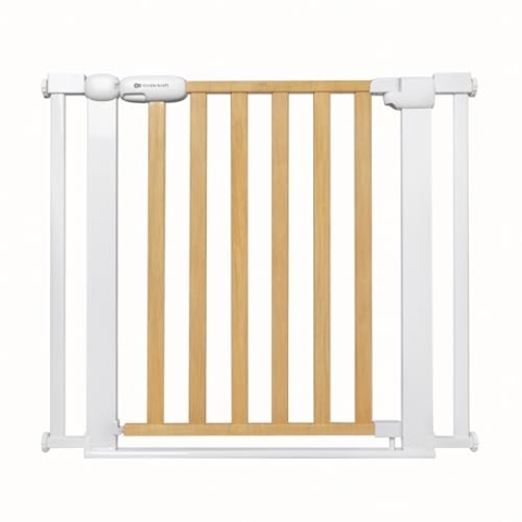Kinderkraft Lock&GO Treppenschutzgitter Ohne Bohren, Türschutzgitter, Kinderschutzgitter, von 75 bis 103 cm, 90 Grad öffnen, doppelte Verriegelung, Holz