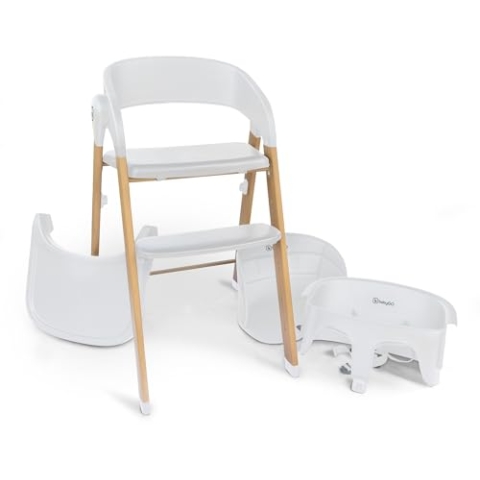 babyGO Levels Mitwachsender Hochstuhl - Perfekt für Babys bis Schulkind - Kinderhochstuhl/Babystuhl ab 6 Monaten mit hochwertigem Design - Weiß