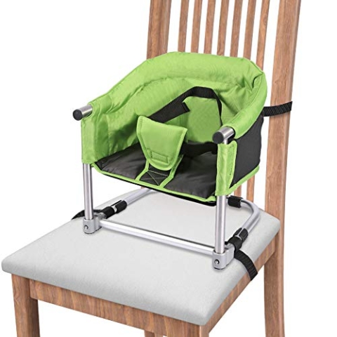 Toogel Sitzerhöhung Stuhl, Boostersitz Baby, Tragbarer Baby Hochstuhl Faltbar Kindersitz für Kinder 6-36 Monaten mit Sicherheitsgurt, 3 Höhen, Transporttasche für Zuhause und Unterwegs (Grün)