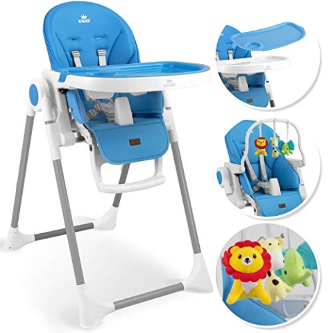 KIDIZ® 3in1 Hochstuhl Kinderhochstuhl inkl. Spielbügel, Babyliege, Kombihochstuhl Babyhochsitz,7 höhenverstellbar Verstellbare Rückenlehne, mitwachsend ab 0 Monate bis 6 Jahre Babystuhl, Blau