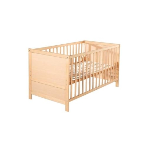 roba Kombi Kinderbett, 70x140 cm, Babybett Holz natur, 3-fach höhenverstellbar, Baby- bzw. Kinderbett mit Schlupfstäben umbaubar zum Juniorbett