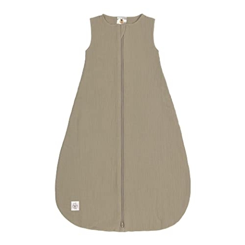 LÄSSIG Baby Sommerschlafsack ohne Ärmel Muslin Baumwolle GOTS zertifiziert unisex/Muslin Sleeping Bag olive, Größe 62/68 3-6 Monate