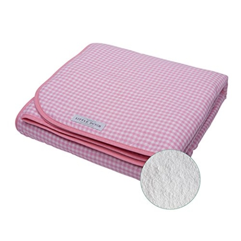 LITTLE DUTCH 1510 Kinderbett-Decke rosa klein kariert pure & soft 110 x 140 cm