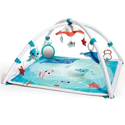 Tiny Love Krabbeldecke Treasure the Ocean, 2-in-1 Musikmobile Gymini, weiche Baby-Spieldecke mit Spielbogen, Musik Mobile und viel Spielzeug, nutzbar ab der Geburt