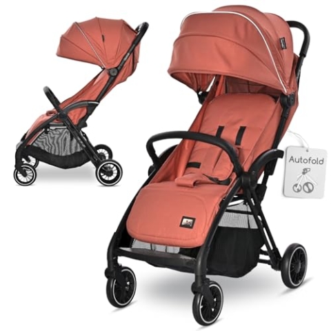 Lorelli Kinderwagen Quick, Sport Buggy klein zusammenklappbar, Einhand-Klappsystem in Sekunden, Nur 8,4 kg, Kompakter Sportsitz bis 22kg, Sitzbuggy, Baby Reisebuggy, Verstellbare Rückenlehne, ginger