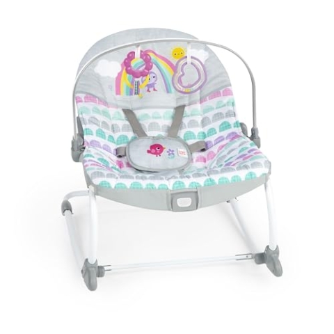 Bright Starts Rosy Rainbow Babywippe mit Vibration, Babysitz für Mädchen oder Jungs, Neugeborenes +