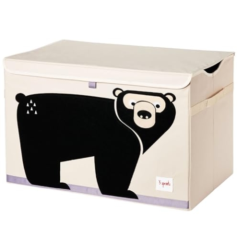 3 Sprouts Spielzeugkiste mit Deckel – Aufbewahrungsbox für Kinderzimmer, Spielzeugbox für Kinder, Spielzeug Kiste - Bär