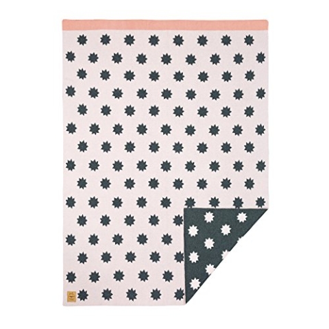LÄSSIG Baby Kinderdecke Strickdecke weich Bio-Baumwolle GOTS zertifiziert/Baby Blanket Little Chums Stars pink