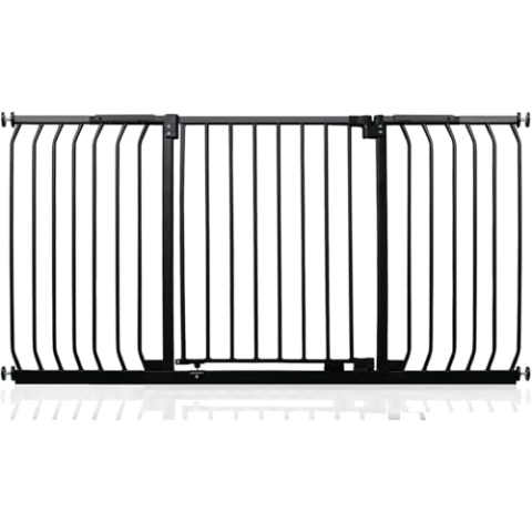 Safetots Elite Sicherheitsschutzgitter, 143cm - 152cm, Mattschwarz, Treppenschutzgitter mit Druckmontage, Sicherheitsbarriere, Einfache Installation
