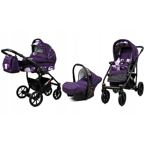 BabyLux® Bambimo Kinderwagen Set 3 in 1 - Largo - incl. Babywanne, Buggy Sportsitz, Auto-Babyschale - Autositz - Kinderwagenset - Kombikinderwagen mit Wickeltasche, Regenschutz usw.