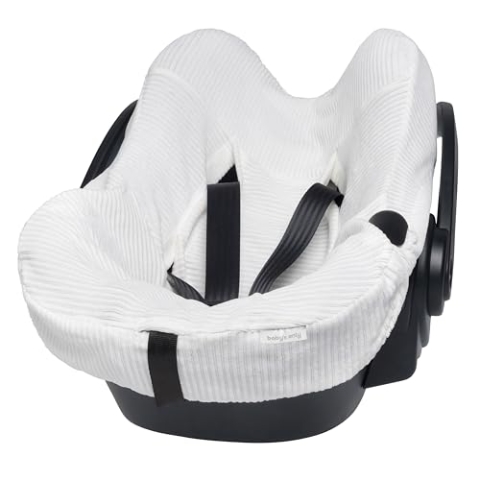 Baby's Only - Babyschalenbezug Sense - Weiche Rib Corduroy - Gruppe 0+ - Maxi Cosi Bezug Babyschale - Schonbezug für Autositz - 5-Punkt-Gurte - Kindersitzbezug für Jungen und Mädchen - Weiß