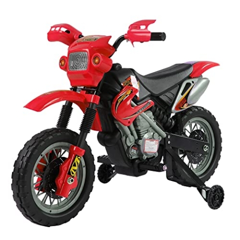 HOMCOM Kindermotorrad Elektrokindermotorrad Kinderwagen Elektroauto Kinderfahrzeug Quad Elektroquad Kinderquad Elektromotorrad Rot+Schwarz 102 x 53 x 66 cm