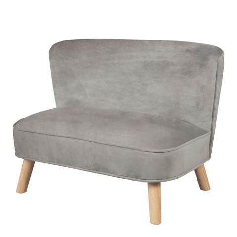 roba Kindersofa „Lil Sofa“ für Jungen und Mädchen, bequeme Kindercouch mit stabilen Holzfüßen und grauem Samtstoff, Kinder-Sitzmöbel-Serie „Lil Sofa“ fürs Kinder- oder Babyzimmer, 1 Stück (1er Pack)