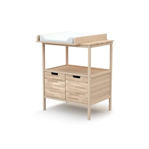 AT4 - ESSENTIEL Wickelkommode Buche roh | 68 x 66 x 90 cm | Abnehmbarer Wickeltisch inklusive