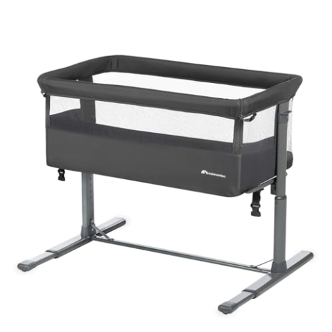 Bebeconfort Zina Co-Sleeper & Beistellbett Baby Von der Geburt bis zu 6 Monaten (0-9kg), Klappbares Beistellbett, 5 Verstellbare Höhen, Verstellbare Matratze, Mineral Graphite
