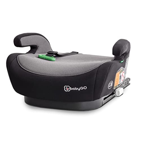 babyGO Sitzerhöhung Bursa IV nach neuer I-Size Norm - Kindersitzerhöhung mit verstellbarem Isofix - Kindersitz/Autositz für Kinder (125-150 cm) Schwarz