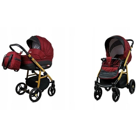 BabyLux® Bambimo Kinderwagen Set 2 in 1 - Axel - incl. Babywanne, Buggy Sportsitz - Kinderwagenset - Kombikinderwagen mit Wickeltasche, Regenschutz, Moskitonetz, Cupholder usw.