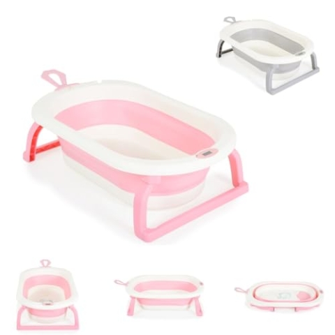 Cangaroo faltbare Babybadewanne Terra Digitalthermometer 87 cm lang Wasserablauf, Farbe:rosa