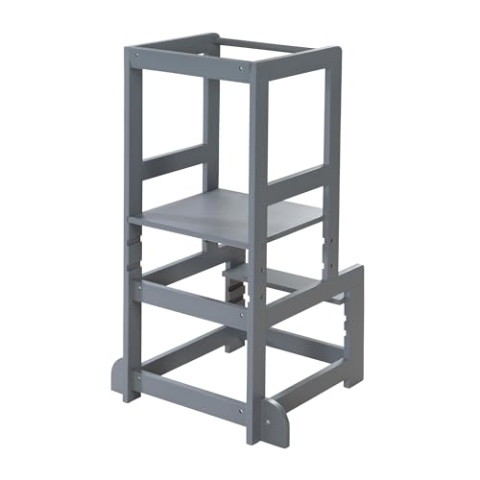 roba Lernturm nach Montessori - Sicherer Tritthocker für Kinder - Ideal als Küchenhelfer - Bis 80 kg belastbar - Holz anthrazit