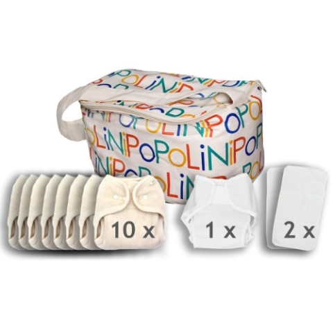 Popolini Windelset OneSize soft 3-15 Kg 10 x One Size soft + 2x Stay dry + 1x Popowrap und 1x Vlies