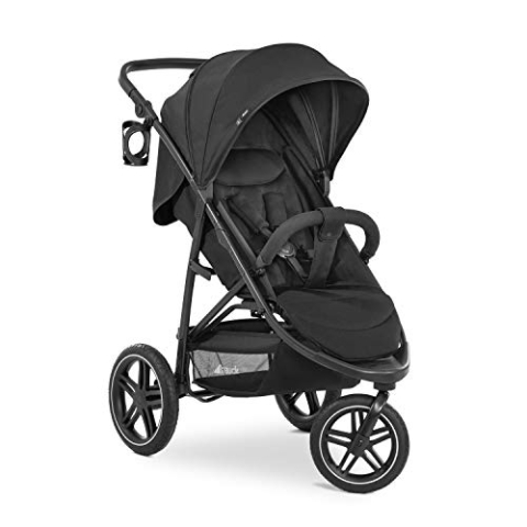 hauck Buggy Rapid 3R für Kinder bis 22 kg, Gummi Reifen, Klein Zusammenklappbar, UV-Schutz 50+, mit Schlaffunktion ab Geburt, Höhenverstellbarer Schieber, Großer Korb bis 3 kg (Black)