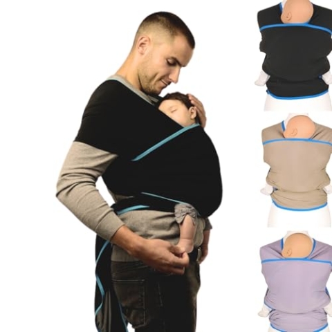 Wuti Wrap elastisches Tragetuch, Tragetasche, Stilltuch für unterwegs, einfach zu binden, trocknet schnell nach Dusche oder Schwimmbad für Neugeborene ab Geburt beige