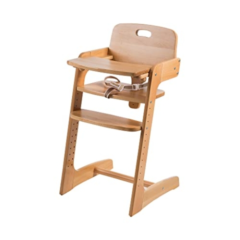 roba Treppenhochstuhl Kid Up - Essbrett abnehmbar - Mitwachsender Hochstuhl für Babys und Kinder - mit 3 Punkte Gurt - Holz natur