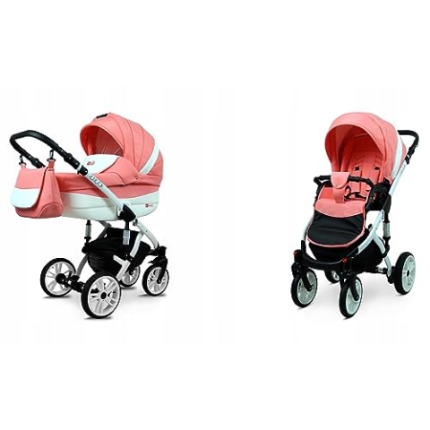 BabyLux® Bambimo Kinderwagen Set 2 in 1 - Lilly - incl. Babywanne, Buggy Sportsitz - Kinderwagenset - Kombikinderwagen mit Wickeltasche, Regenschutz, Moskitonetz, Cupholder usw.
