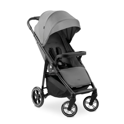 hauck Buggy Shop N Care für Kinder ab Geburt bis 22 kg mit Liegefunktion, Getränkehalter und Snack Tablett, Klein Zusammenklappbar, Sonnenverdeck (UPF 50+), XL Korb bis 3 kg (Grey)