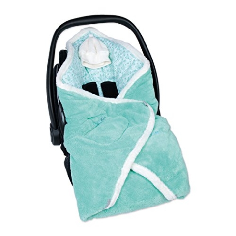Bemini by Baby Boum 492LIZIE73SF Einschlagdecke für Babyschale BISIDE Softy/Jersey LIZIE lagoon 90 x 90 cm ,grün