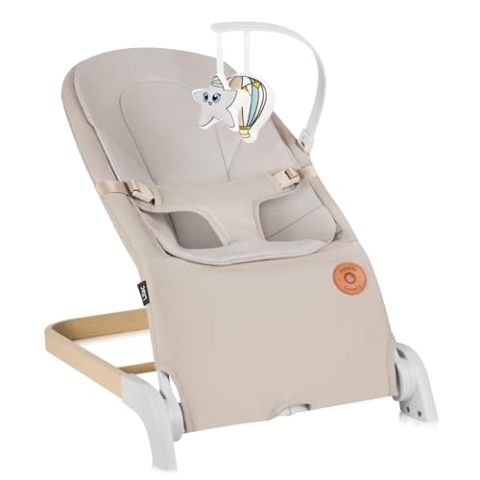 LIONELO LILAC Babywippe und -liege für Babys bis 9 kg, 0-6 Monate, 2-in-1 Babywippe, 2 Spielzeuge, Neigungseinstellung, 3-Punkt-Gurt, leicht 3,2 kg, flach zusammenklappbar