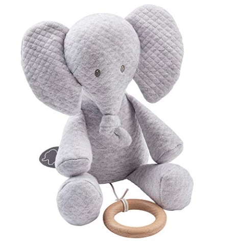 Nattou Spieluhr Elefant, Gesteppt, Tembo, 32 x 23 x 8 cm, Grau