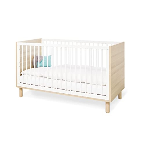 PINOLINO Kinderbett Babybett 'Flow 140 x 70 cm Matratze, umbaubar, weiß/Holz