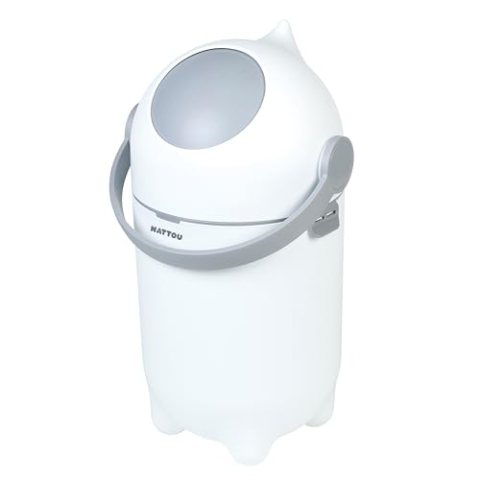 Nattou Windeleimer Dropy, Geruchsdicht, Einfaches Öffnen mit einer Hand, 49,5 x 28 cm, Polypropylen/ABS, Weiß