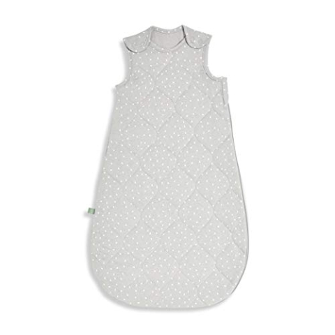 The Little Green Sheep Baby Schlafsack 6-18 Monate, gestepptes Bio Leinen & Baumwolle Mischgewebe, 2.5 Tog fürganzjährige Verwendung, Taubengrau mit Reisdruck