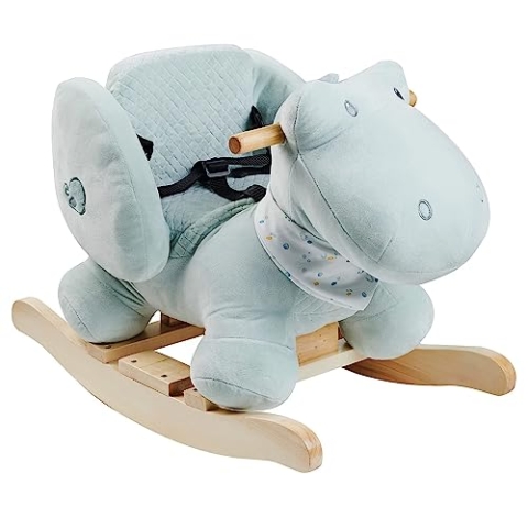 Nattou Schaukeltier, Krokodil Romeo, Inkl. Sicherheitsgurt, Fröhliches Hin- und Herschaukeln, 63 x 33 x 45,5 cm, Romeo, Jules & Sally, Polyester/Holz, Hellblau