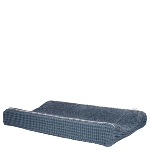 Koeka Wickelauflagenbezug - Spannbezug Für Wickelunterlage - Amsterdam - Waffelstoff Aus Baumwolle - Atmungsaktiv - Abwaschbar - Blau - 45X73 Cm