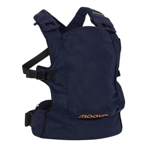 Moova Babytrage Blueberry Blue (Blaubeerblau) - extra viel Bewegungsfreiheit beim Tragen, einfach anzulegen und ergonomische Hüftgurt für eine gute Gewichtsverteilung