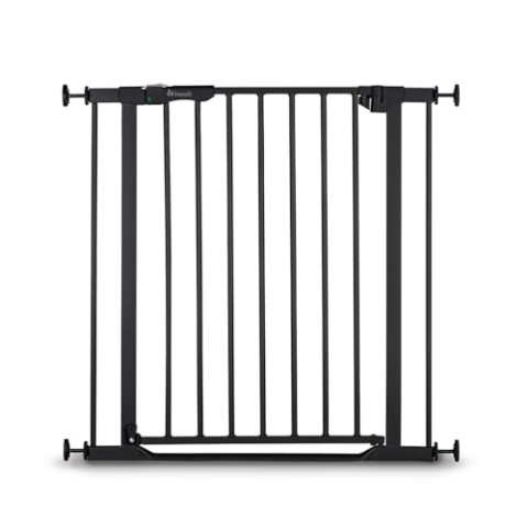 hauck Schutzgitter Treppe und Tür 75–80 cm, Schwarz – Kindersicheres Absperrgitter mit flachem Einstieg, Türgitter mit Auto Close, 1 Hand Öffnung, ohne Bohren - nur für Innen