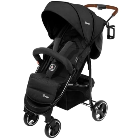 Babygo Basket Kinderwagen geeignet ab Geburt, mit vielen Extras und 360° drehbaren (Vorderräder) Foam Reifen, Dark Grey Melange Grau