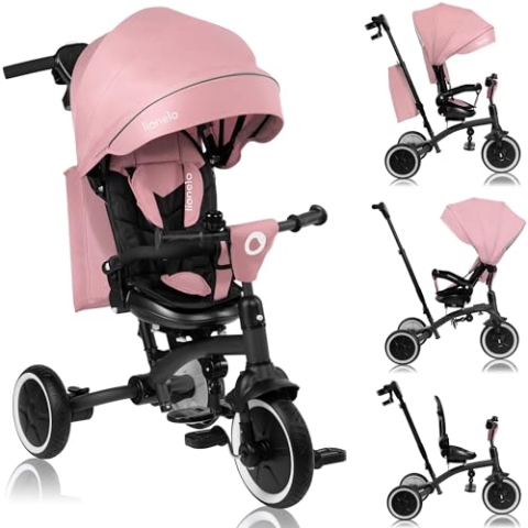 LIONELO Tris Plus Multifunktionales Laufrad Dreirad von 9 Monaten bis 5 Jahren bis zu 25 kg, Kinderwagen, Große PU-Räder Drehbarer Sitz 360 ° Verstellbare Rückenlehne Montage ohne Werkzeug