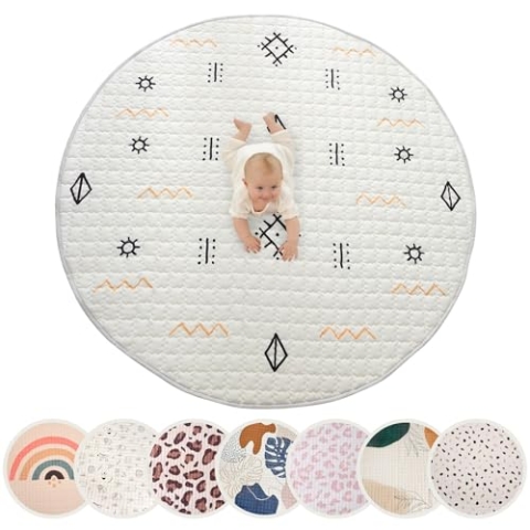 Gesteppte Krabbeldecke Baby 150cm, Acapulco – extra dicke 1,5cm weiche Baby Krabbelmatte – Baby Spielmatte mit rutschfester Unterseite zum Krabbeln, Laufgitter – maschinenwaschbare Baby Spieldecke